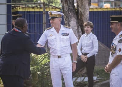 Première PAD pour Frédéric Poisot, Préfet de Mayotte avec le RSMA de Mayotte et en présence du maire de la commune d'Acoua