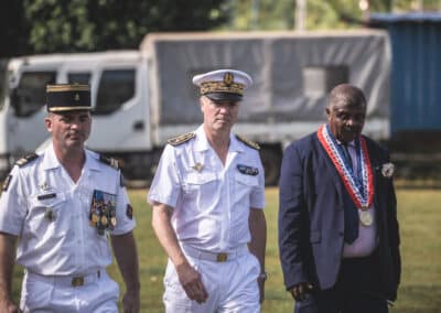 Première PAD pour Frédéric Poisot, Préfet de Mayotte avec le RSMA de Mayotte et en présence du maire de la commune d'Acoua