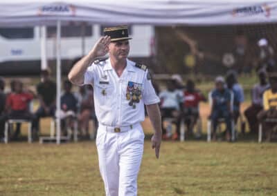 Première PAD pour Frédéric Poisot, Préfet de Mayotte avec le RSMA de Mayotte et en présence du maire de la commune d'Acoua