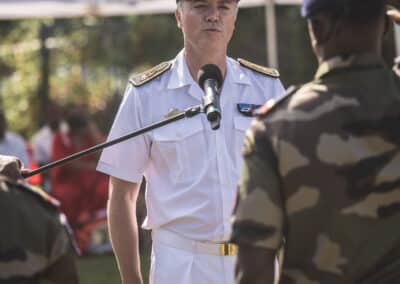 Première PAD pour Frédéric Poisot, Préfet de Mayotte avec le RSMA de Mayotte et en présence du maire de la commune d'Acoua
