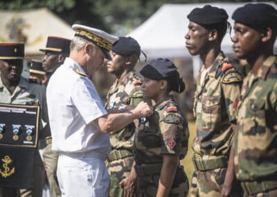 Première PAD pour Frédéric Poisot, Préfet de Mayotte avec le RSMA de Mayotte et en présence du maire de la commune d'Acoua