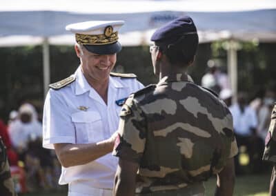 Première PAD pour Frédéric Poisot, Préfet de Mayotte avec le RSMA de Mayotte et en présence du maire de la commune d'Acoua