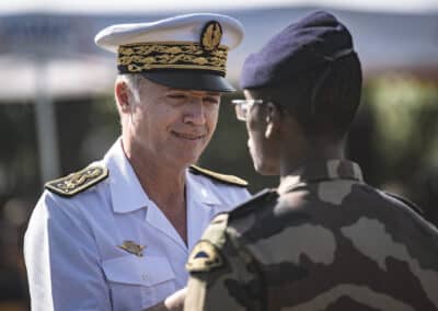 Première PAD pour Frédéric Poisot, Préfet de Mayotte avec le RSMA de Mayotte et en présence du maire de la commune d'Acoua