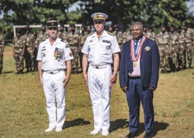 Première PAD pour Frédéric Poisot, Préfet de Mayotte avec le RSMA de Mayotte et en présence du maire de la commune d'Acoua