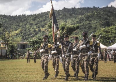 Première PAD pour Frédéric Poisot, Préfet de Mayotte avec le RSMA de Mayotte et en présence du maire de la commune d'Acoua