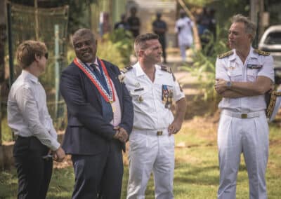 Première PAD pour Frédéric Poisot, Préfet de Mayotte avec le RSMA de Mayotte et en présence du maire de la commune d'Acoua