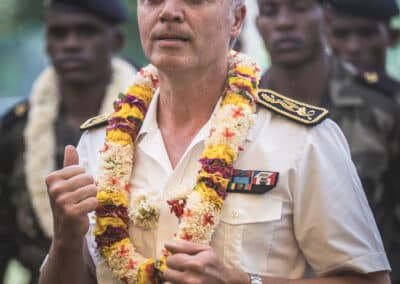 Première PAD pour Frédéric Poisot, Préfet de Mayotte avec le RSMA de Mayotte et en présence du maire de la commune d'Acoua
