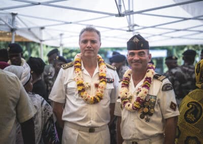 Première PAD pour Frédéric Poisot, Préfet de Mayotte avec le RSMA de Mayotte et en présence du maire de la commune d'Acoua