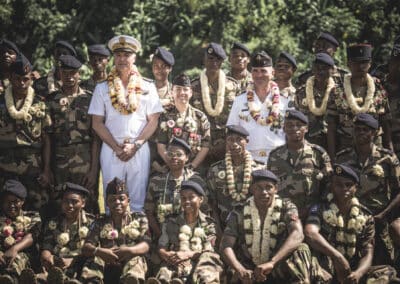 Première PAD pour Frédéric Poisot, Préfet de Mayotte avec le RSMA de Mayotte et en présence du maire de la commune d'Acoua